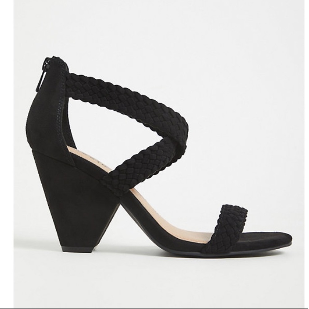 TORRID Faux Suede Cone Heel Braided straps (WW)